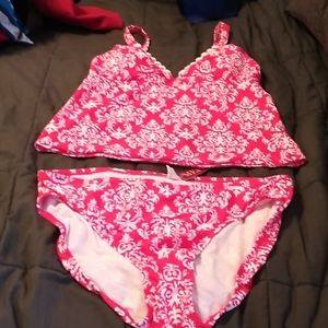 Brand new tankini style bathing suit. Red/white
